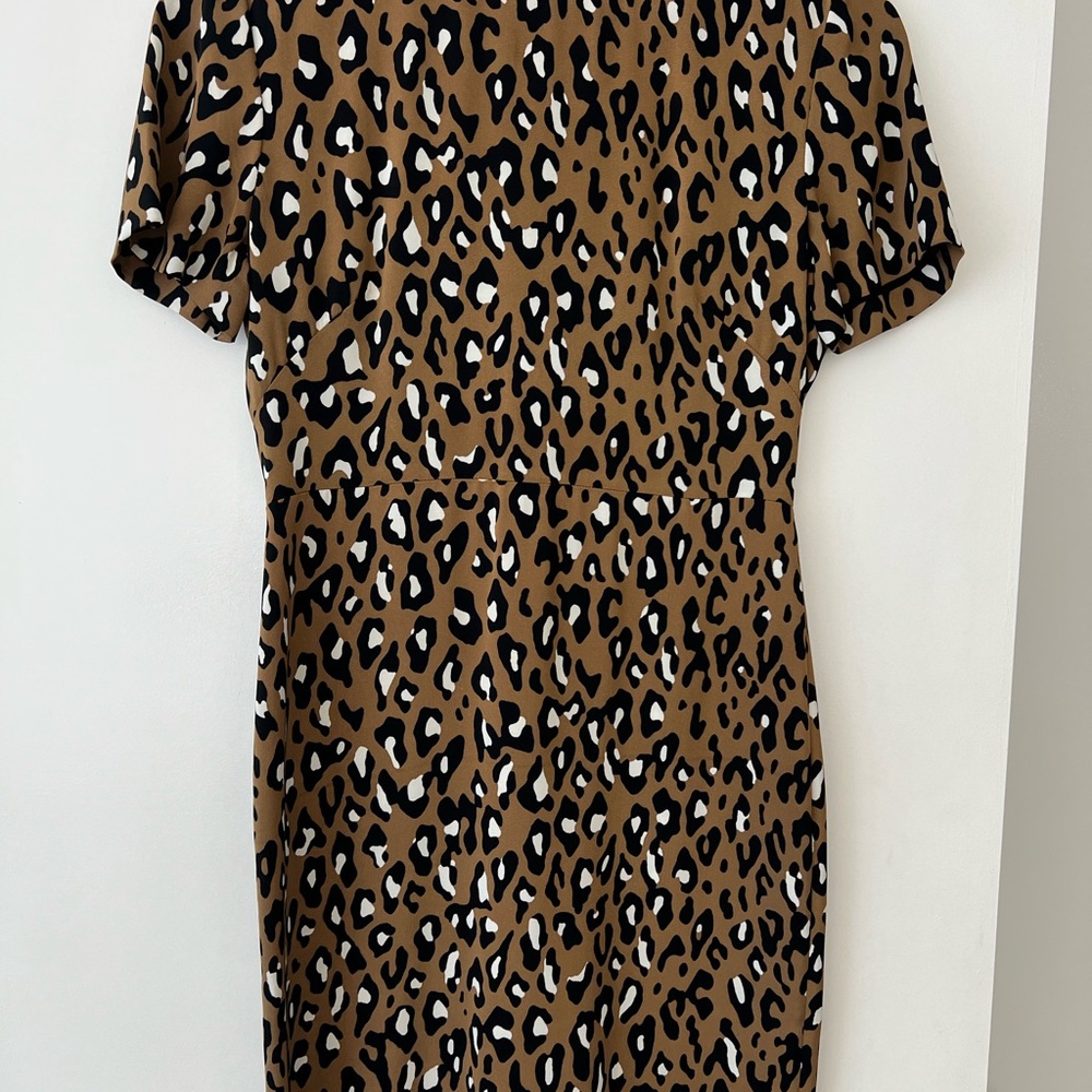 Diane von Furstenberg Brown, Black & White Leopard-Print Dress
